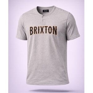 Brixton T Shirt Mens Large Gray Short Sleeve Logo Casual Streetwear